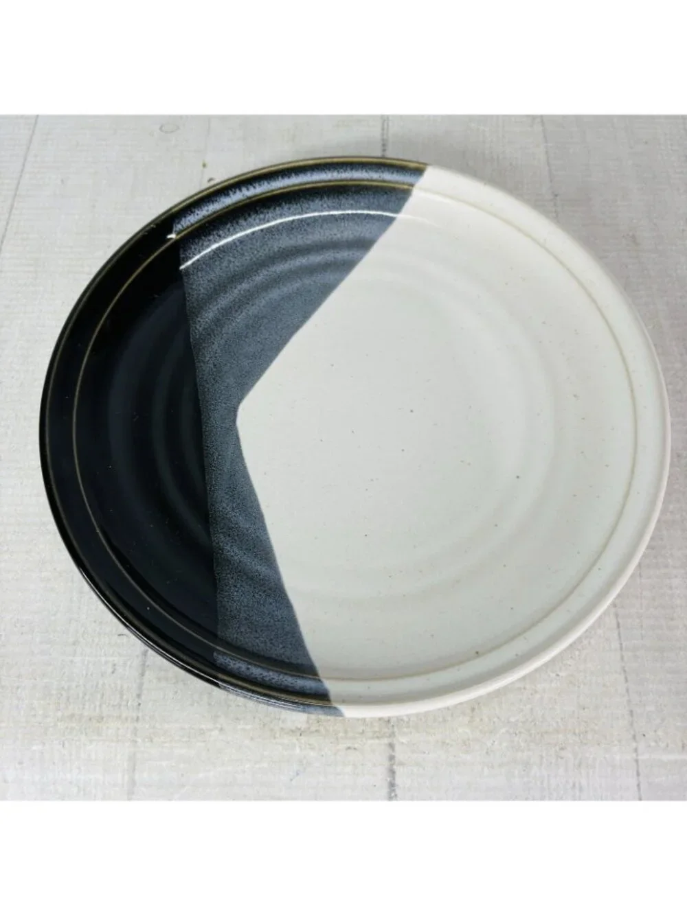 Noritake Stoneware DURANGO 8647 Black Blue Abstract Panels Salad Plates Set 2